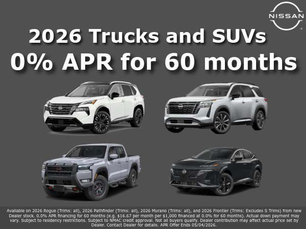 2026 trucks and SUVs 0% APR for 60 months